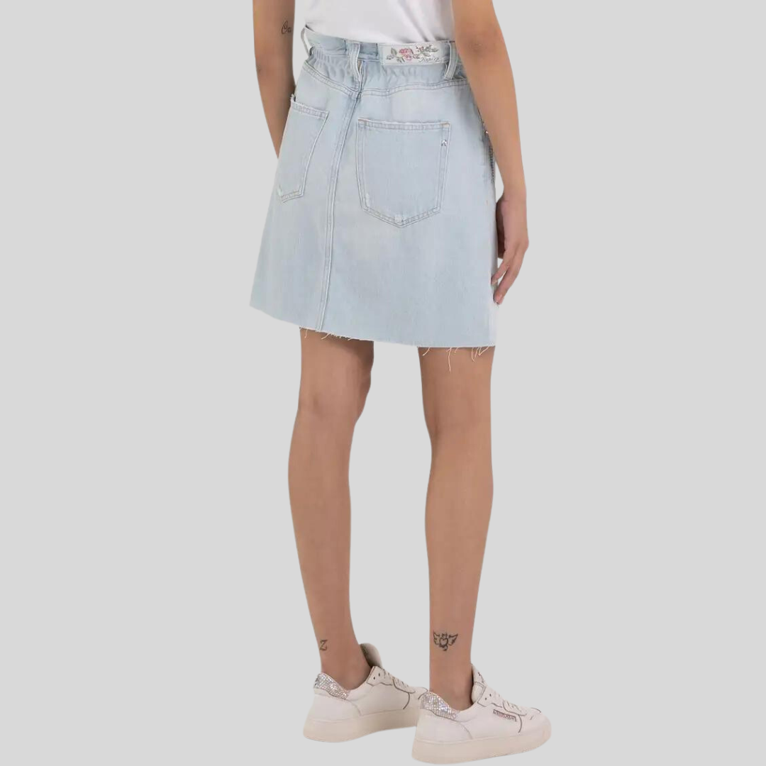 Gotstyle Fashion - Replay Skirts Raw Hem Denim Mini Skirt - Light Blue