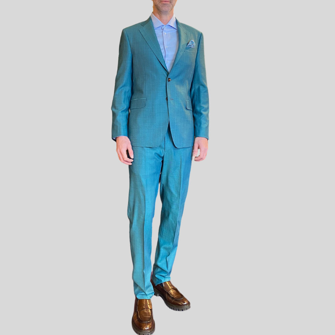 Gotstyle Fashion - PieroGabrieli Suits Windowpane Checks Pick Stitching Suit - Light Green