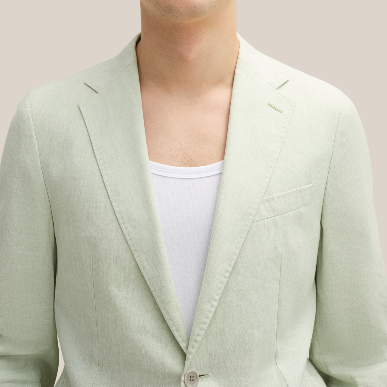 Melange Linen Blend Blazer - Light Green