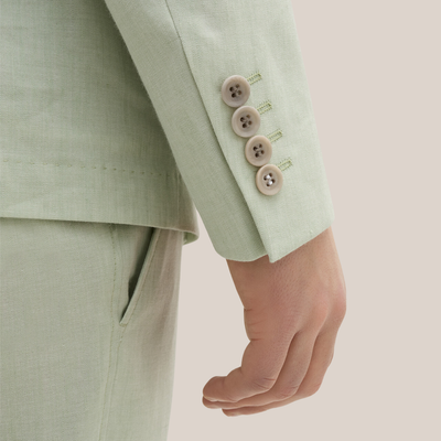 Melange Linen Blend Blazer - Light Green