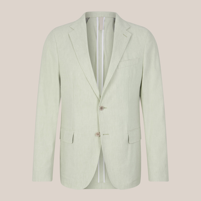 Melange Linen Blend Blazer - Light Green