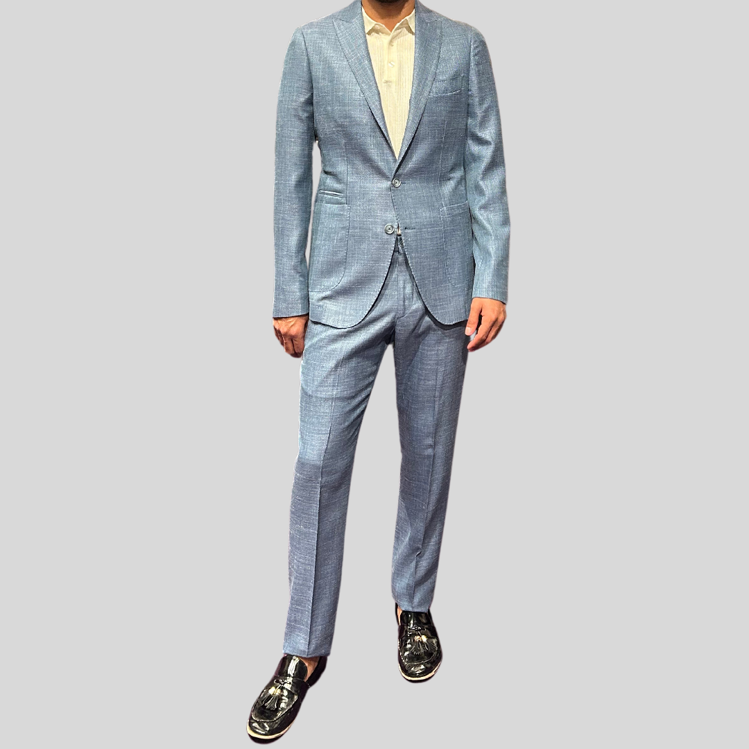 Gotstyle Fashion - Christopher Bates Suits Mesh Weave Stretch Pants - Light Blue