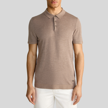 Linen / Cotton Knit Polo - Light Brown