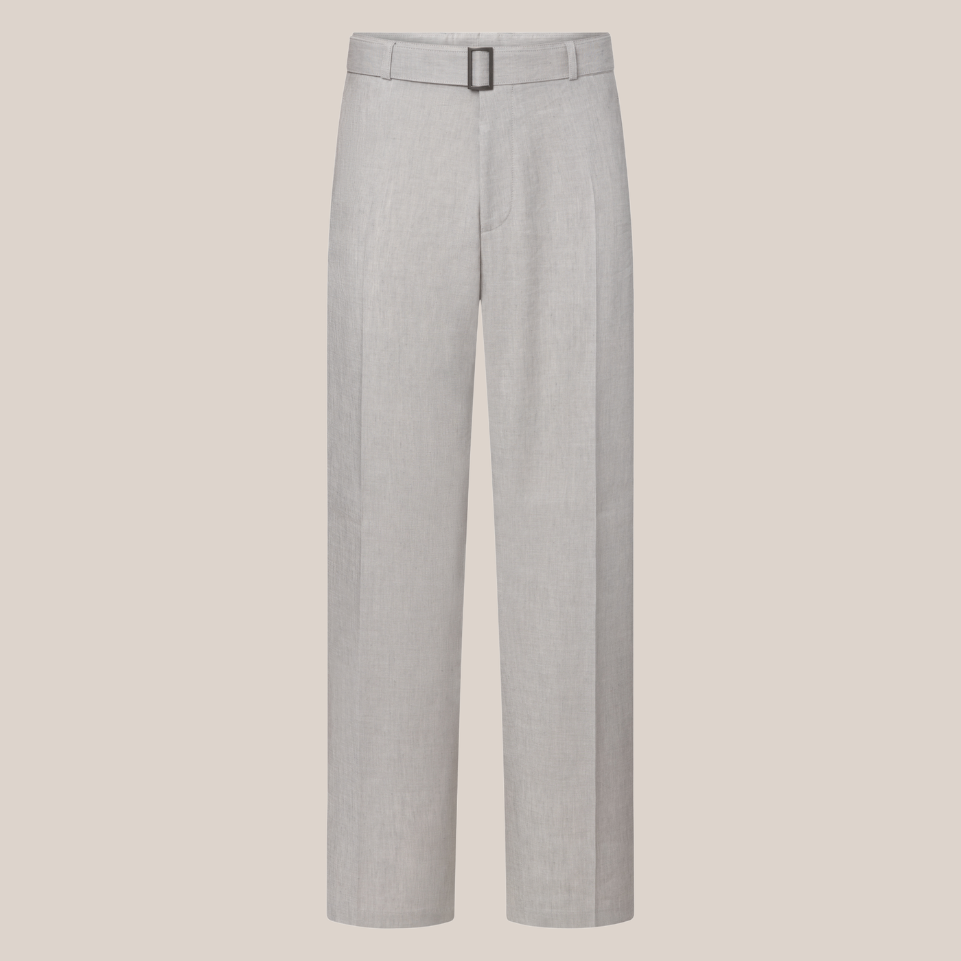 Linen Blend Wide Leg Pants - Light Grey