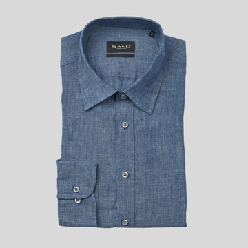 Washed Linen Shirt - Dark Blue