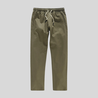 Gotstyle Fashion - OAS Pants Solid Linen Blend Drawstring Pants - Army