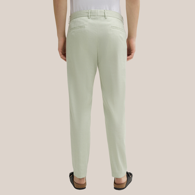 Melange Linen Blend Tapered Pants - Light Green