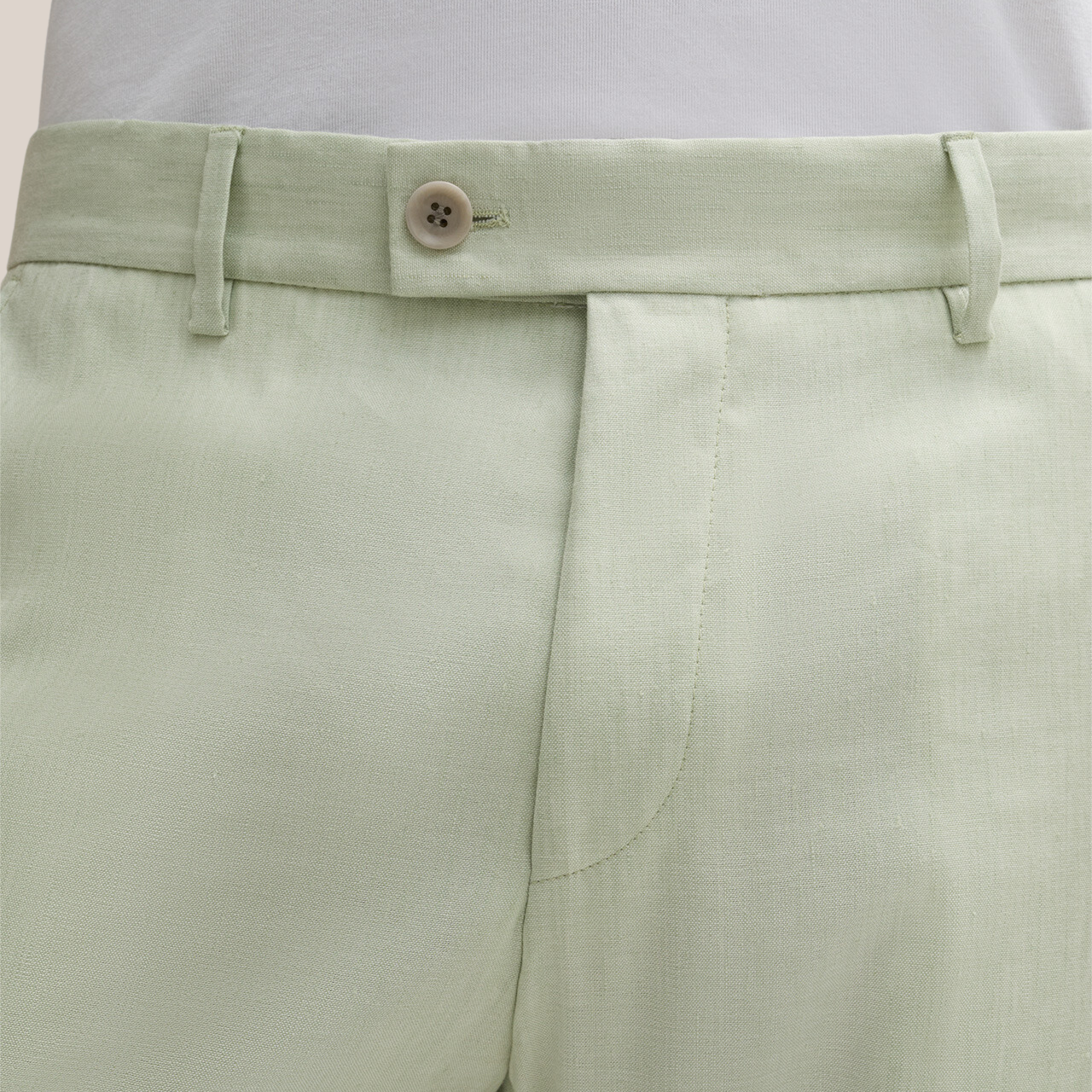 Melange Linen Blend Tapered Pants - Light Green