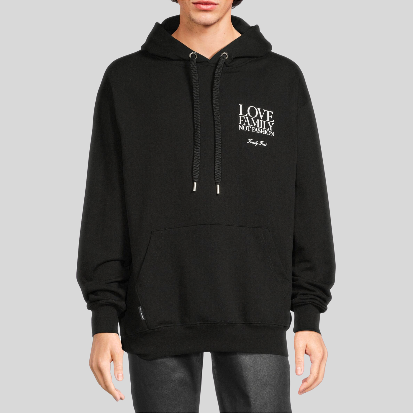 Love Family Not Fashion Hoodie Black - Main Image