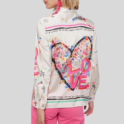 Gotstyle Fashion - Vilagallo Blouses Floral Love Graffiti Print Blouse - Multi