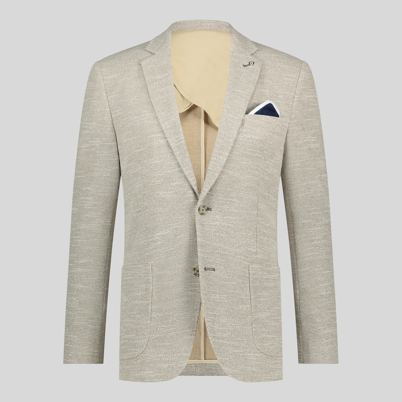 Melange Knit Patch Pocket Blazer - Sand