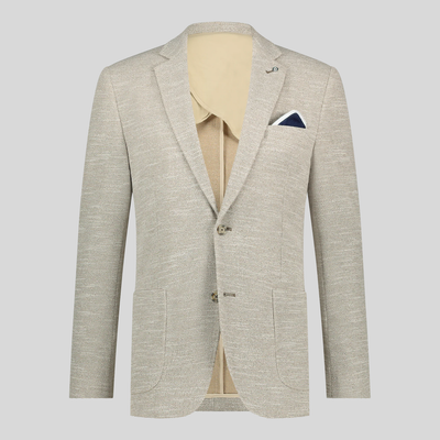 Melange Knit Patch Pocket Blazer - Sand