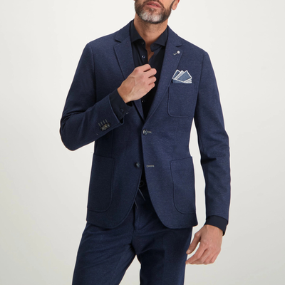 Patch Pocket Melange Jersey Blazer - Navy