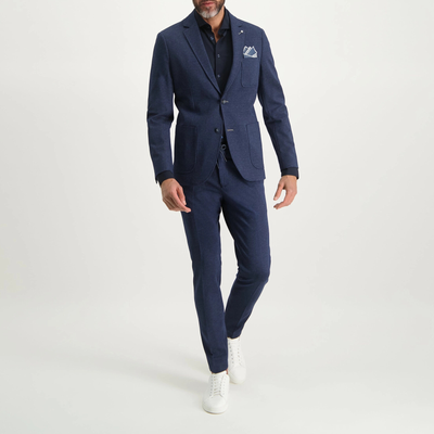 Patch Pocket Melange Jersey Blazer - Navy