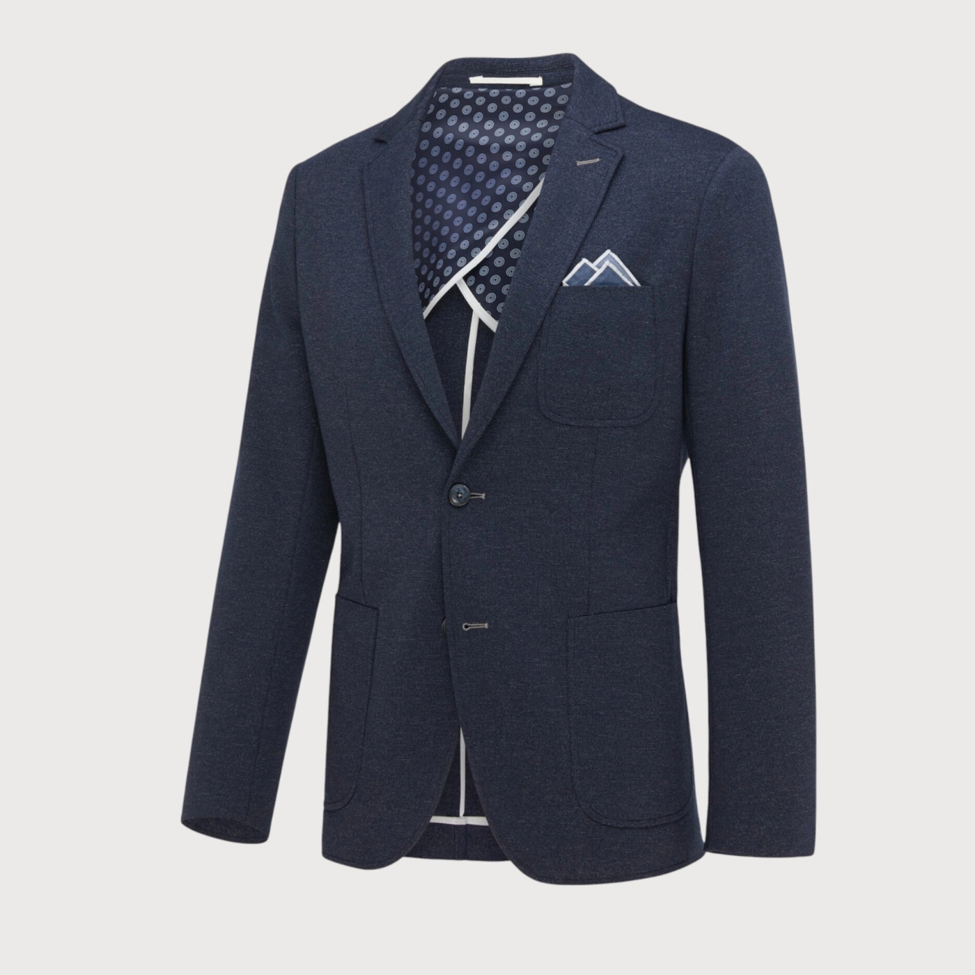 Patch Pocket Melange Jersey Blazer - Navy