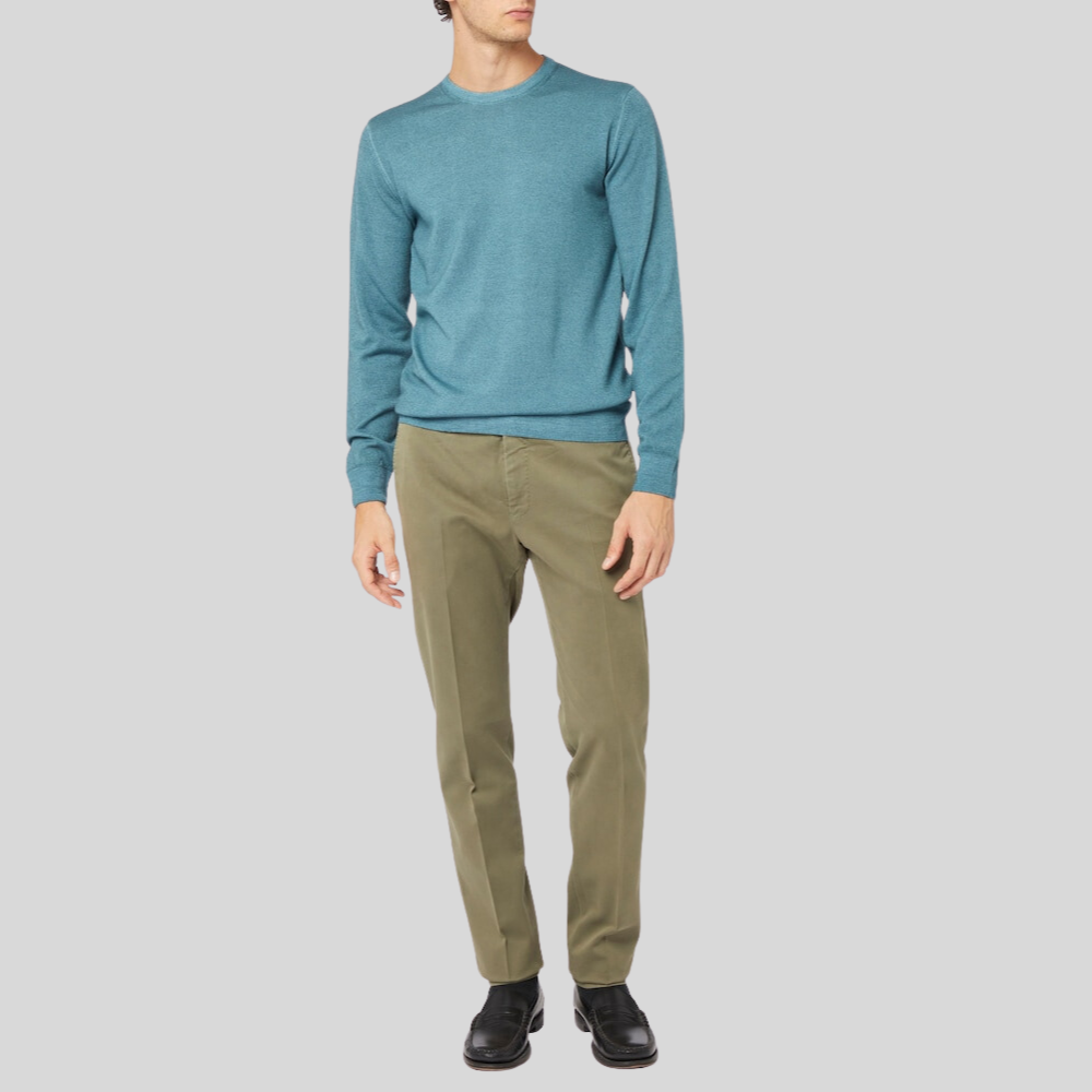 Washed Merino Crew Knit Sweater - Teal