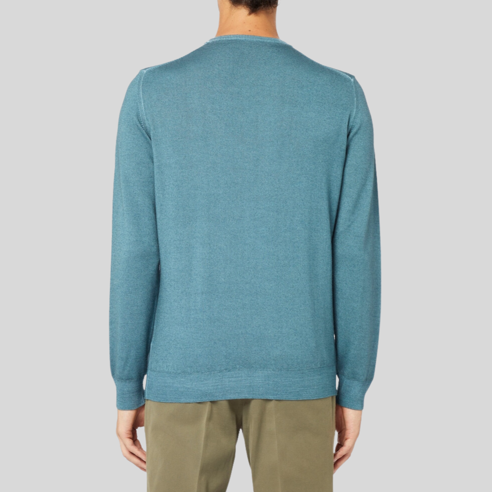 Washed Merino Crew Knit Sweater - Teal