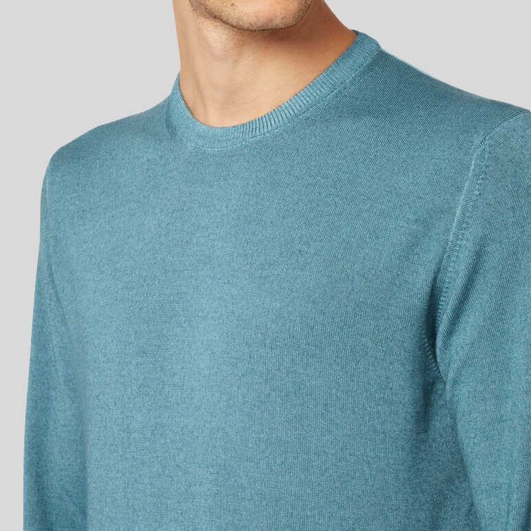 Washed Merino Crew Knit Sweater - Teal