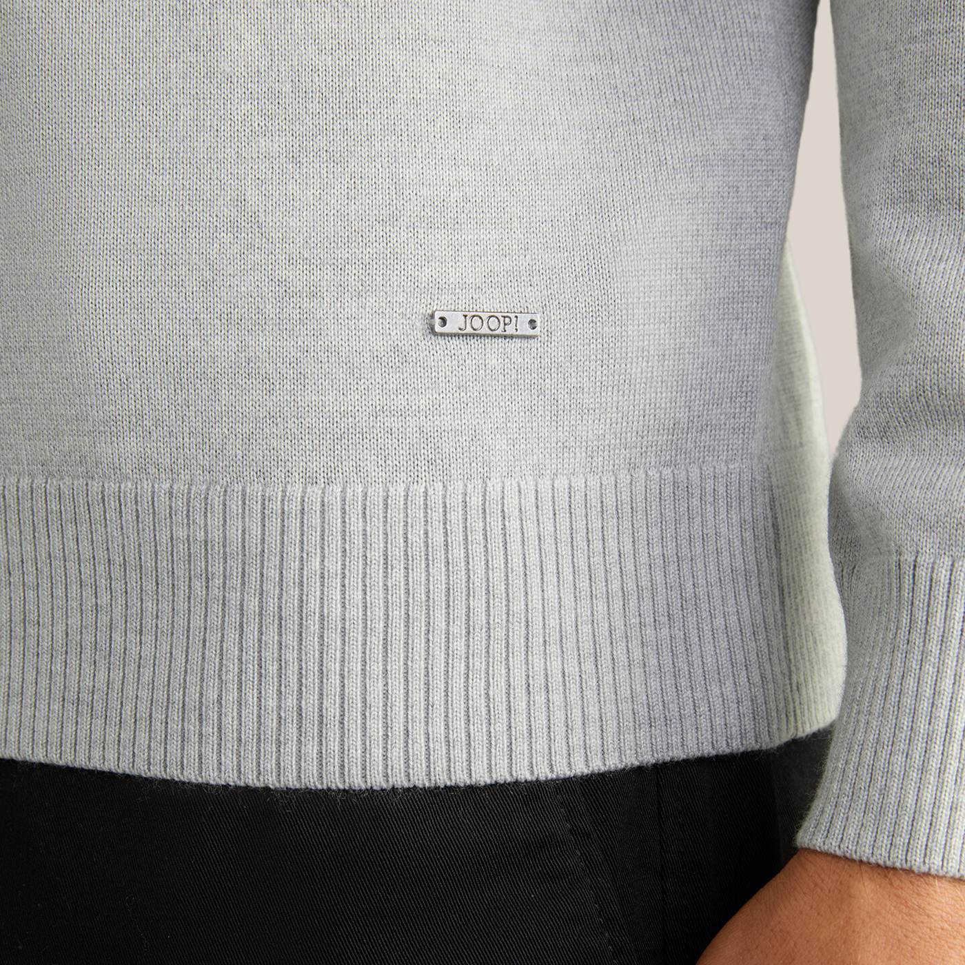 Mock Neck Merino Wool Sweater - Light Grey