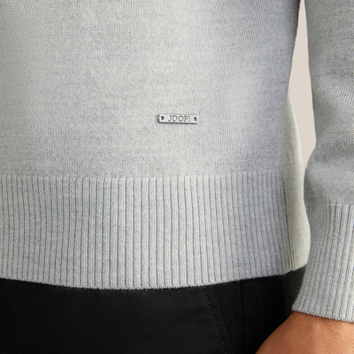 Mock Neck Merino Wool Sweater - Light Grey