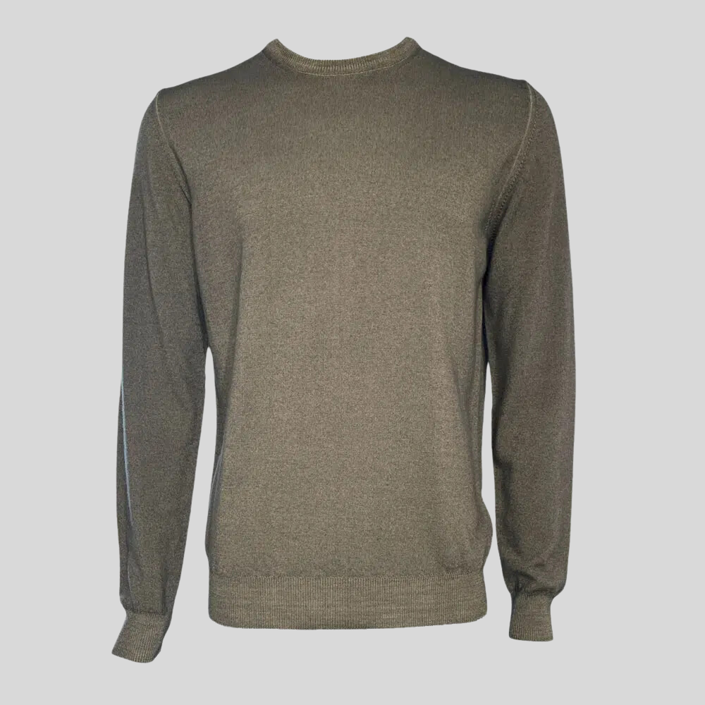 Washed Merino Crew Knit Sweater - Stone