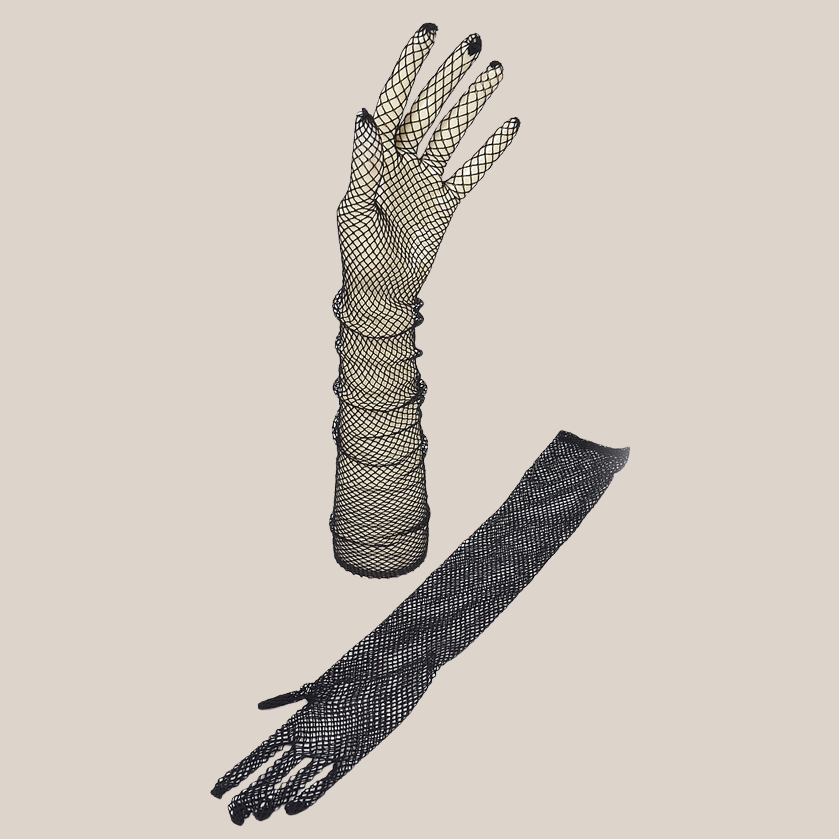 Mesh Long Gloves - Black