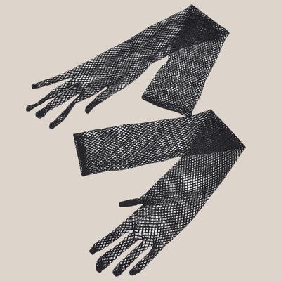 Mesh Long Gloves - Black