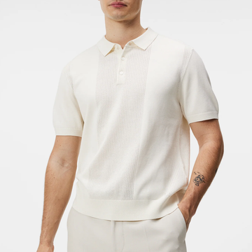 Mesh Detail Retro Knit Polo - Off-White