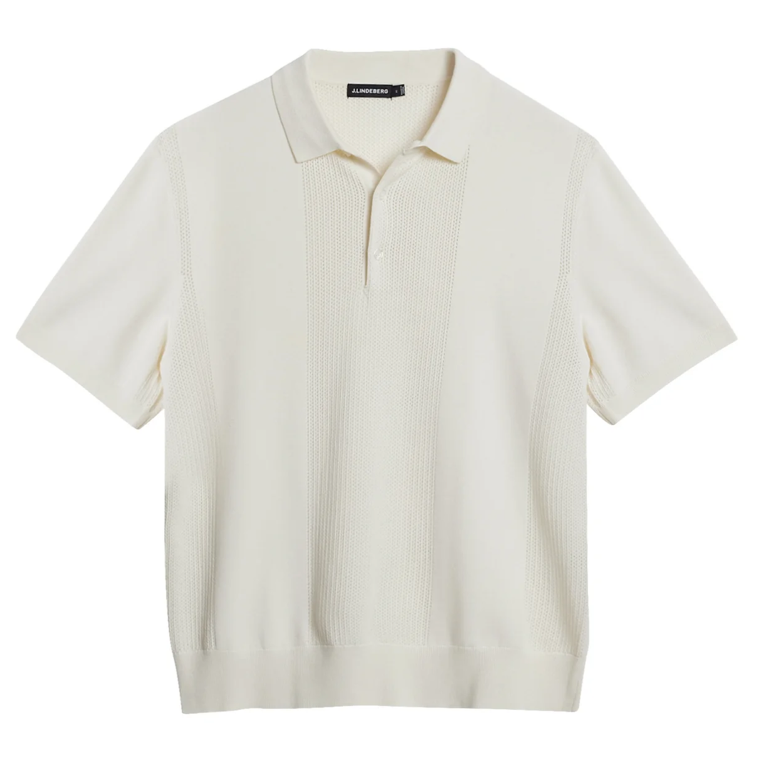 J.Lindeberg Mesh Detail Retro Knit Polo Off-White