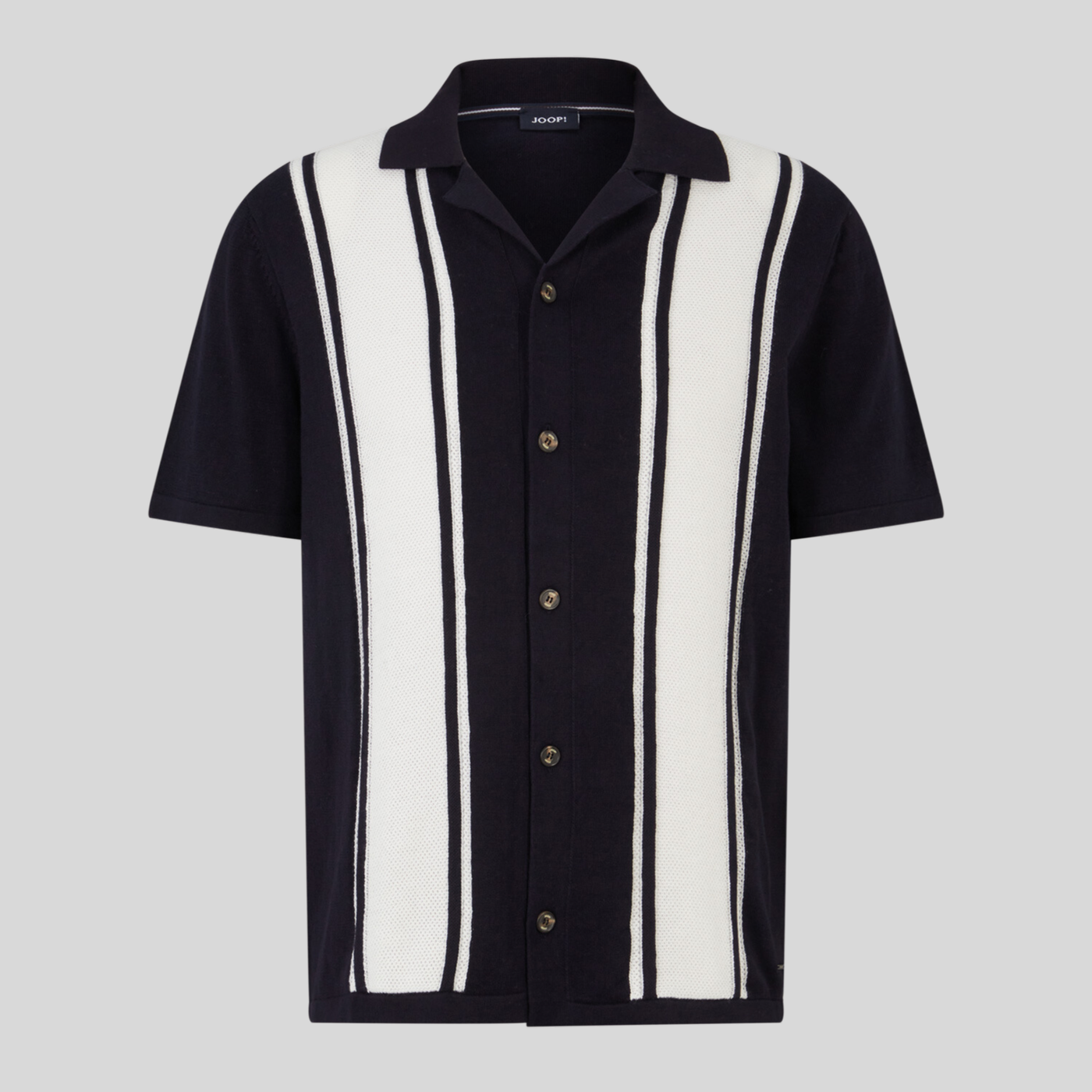Gotstyle Fashion - Joop! Collar Shirts Contrast Mesh Stripe Knit Shirt - Dark Navy