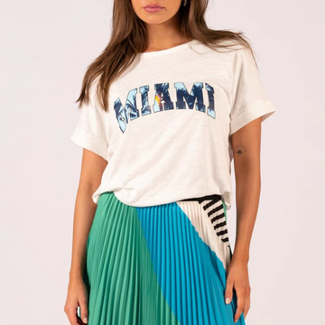 Miami Palms Print Relaxed Tee - White