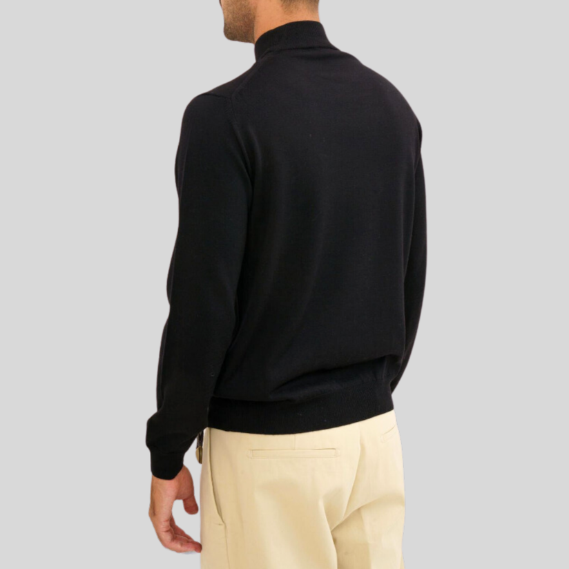 Merino Mock Neck Sweater - Black