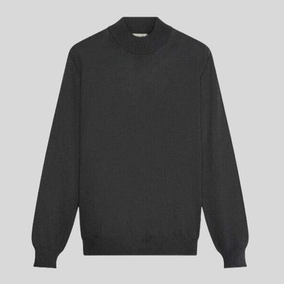 Merino Mock Neck Sweater - Black