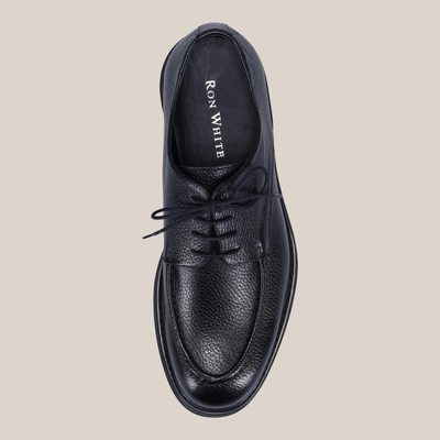 Tumbled Calf Leather Derby Shoe - Black