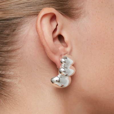 Sculptured "Non-Stop" Earrings - Silver