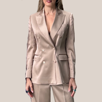 Double Breasted Blazer - Champagne - Gotstyle
