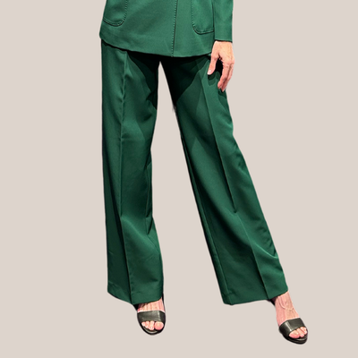 Gotstyle Fashion - Normeet Pants Techno Fabric Wide Leg Pants - Green