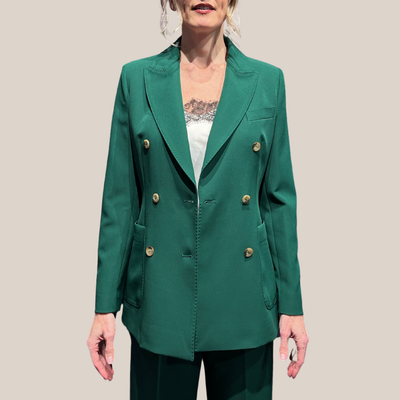 Techno Fabric Double Breasted Blazer - Green - Gotstyle