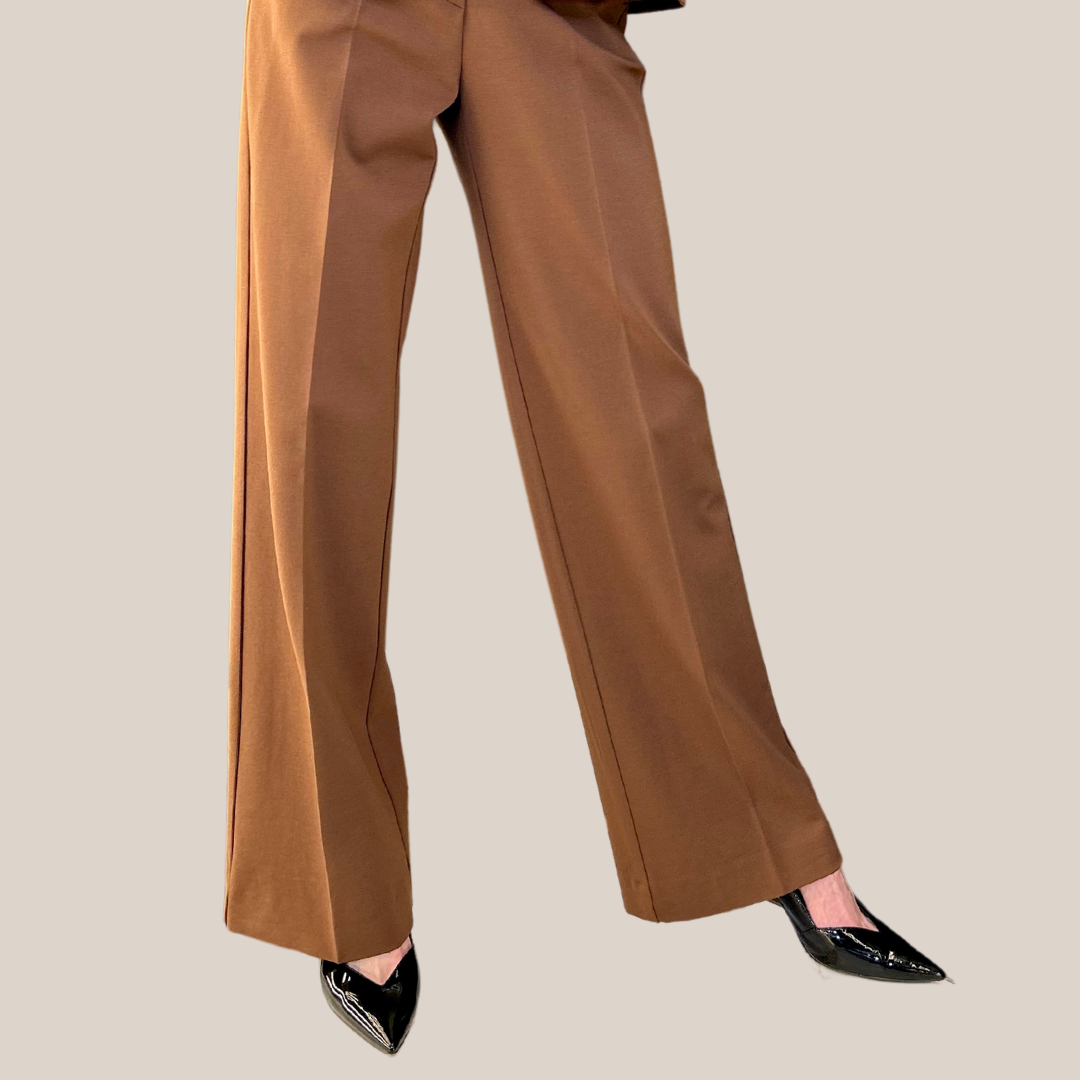 Jersey Wide Leg Pants - Brown