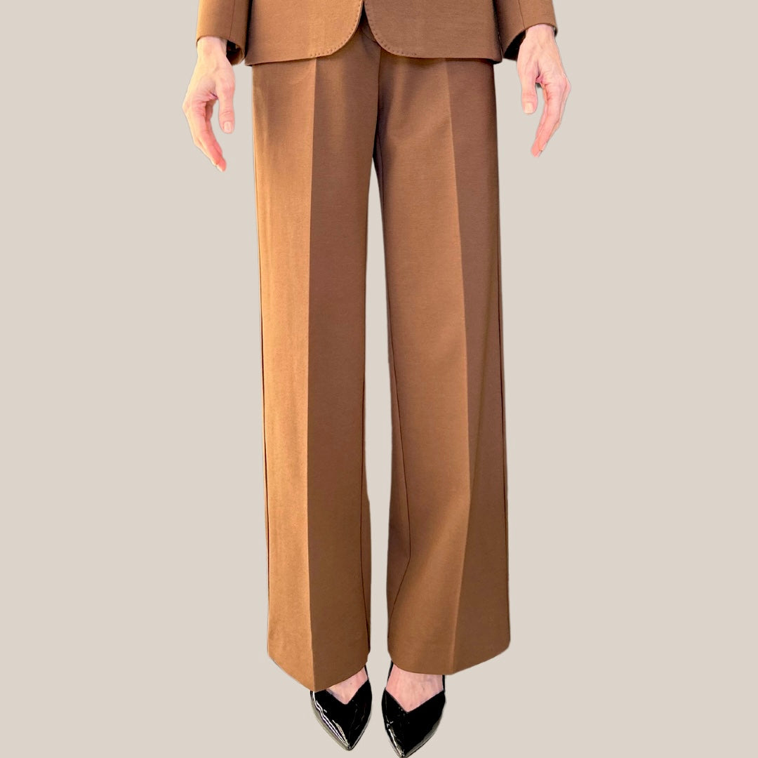 Jersey Wide Leg Pants - Brown