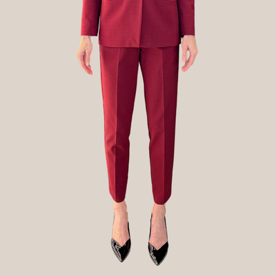 Slim Leg Jersey Pants - Burgundy