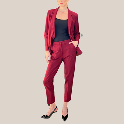 Jersey Blazer Jetted Pockets - Burgundy