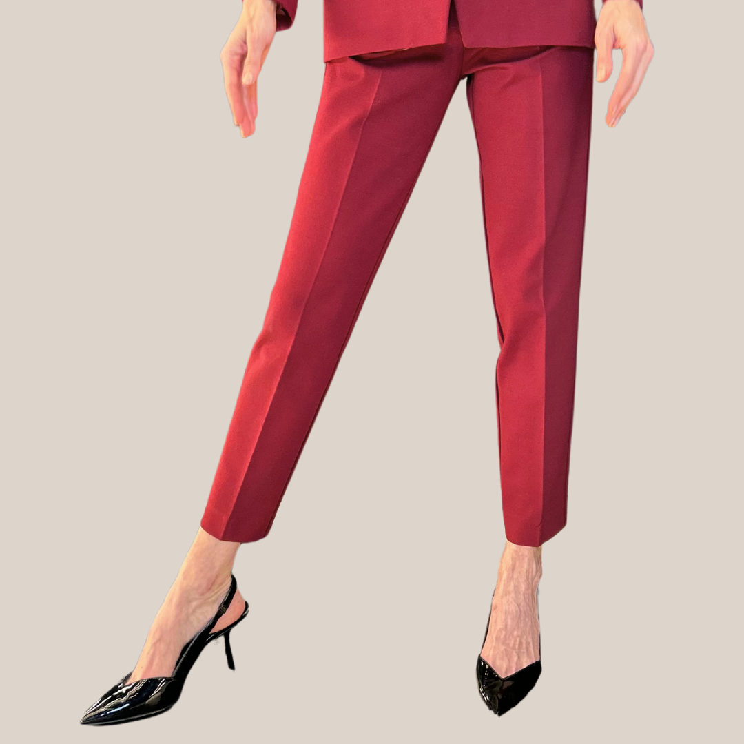 Slim Leg Jersey Pants - Burgundy