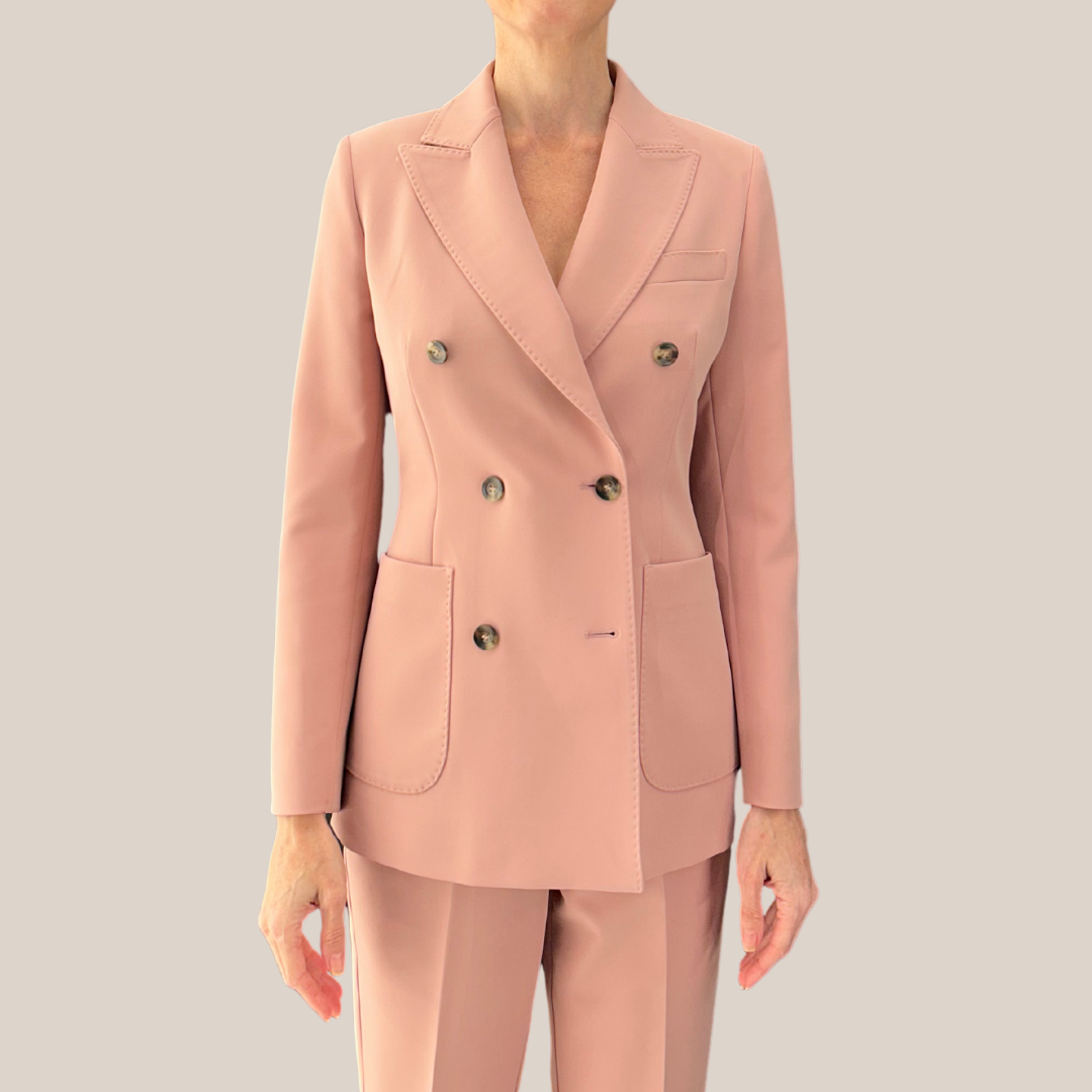 Techno Fabric Double Breasted Blazer - Pink