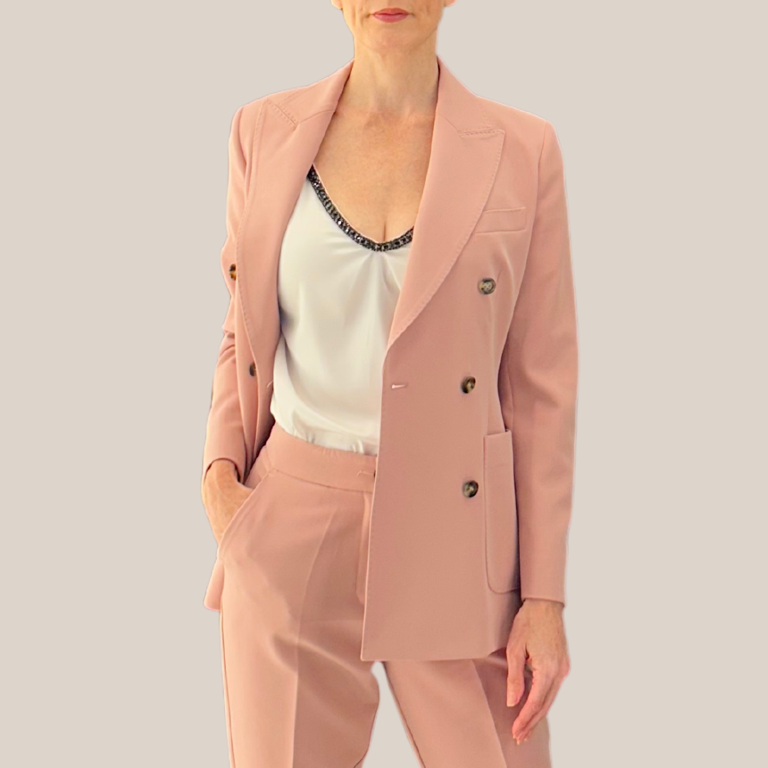 Techno Fabric Double Breasted Blazer - Pink