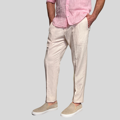 Gotstyle Fashion - White Sand Pants Elastic Waist Solid Pant - Off-White