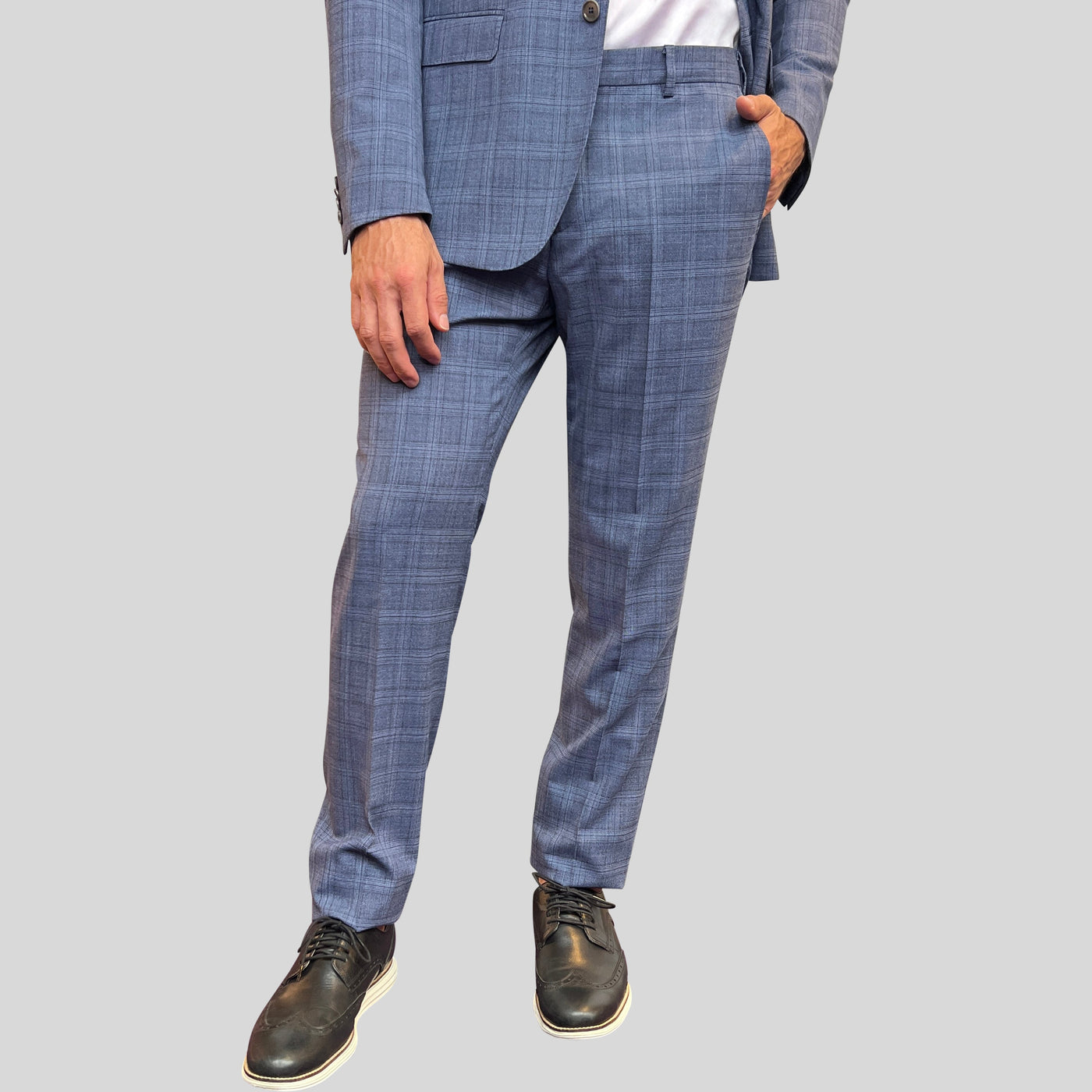 Gotstyle Fashion - Pal Zileri Suits Plaid Check Wool Blend Suit - Blue