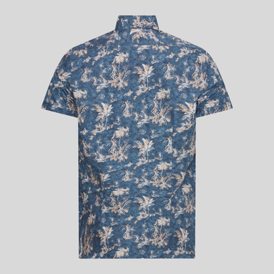 Gotstyle Fashion - Sand Collar Shirts Palm Tree Print Shirt - Teal