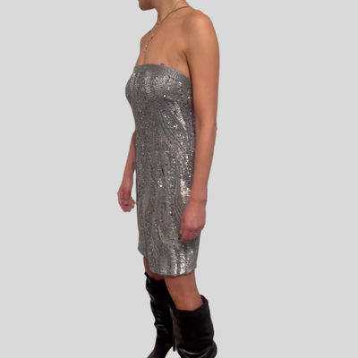 Gotstyle Fashion - Papamkt Papamkt "Olympia" 80s Sequined and Beaded Slip Dress - Silver