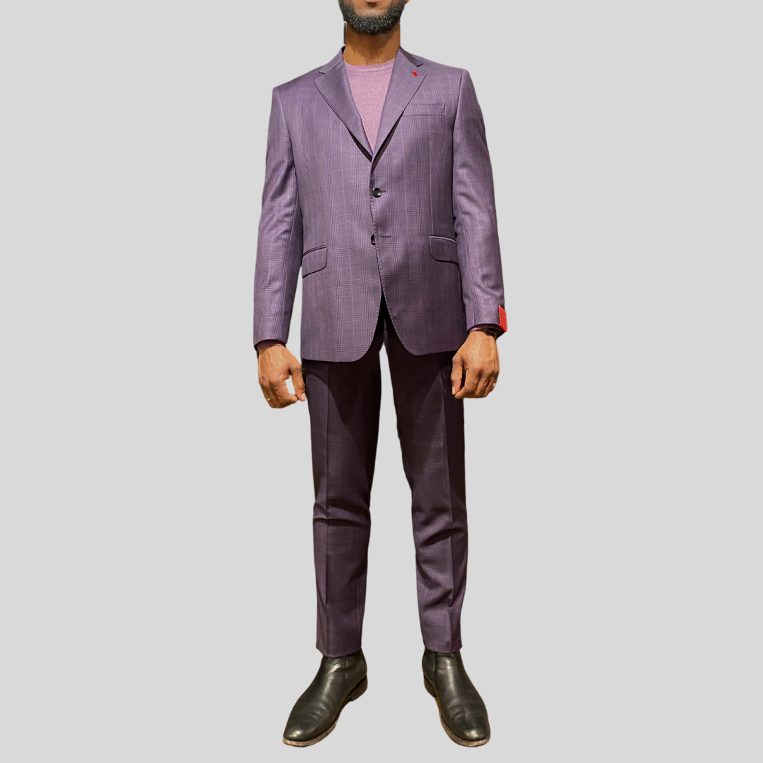 Gotstyle Fashion - PieroGabrieli Suits Plaid Check Suit - Dark Purple